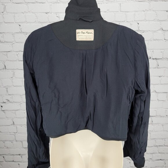 We The Free Free People Black Buttoned Cropped Notch Blazer Jacket Size Small S - Picture 6 of 14